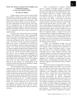 The African American Oral Tradition and its Rhetorical Impact on