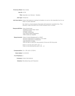 Province/State Nova Scotia Job ID 41735 Title Assembly Line Workers