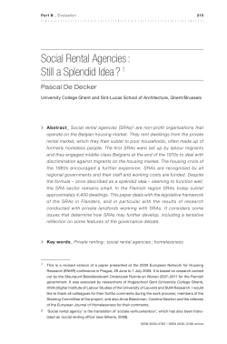 Social Rental Agencies : Still a Splendid Idea ? 1