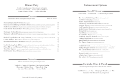 Dinner Party Enhancement Options Entrees Desserts Cocktails
