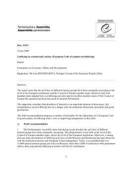 Doc. 11937 5 June 2009 Lobbying in a democratic society