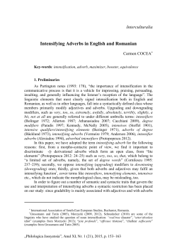 Intensifying Adverbs in English and Romanian