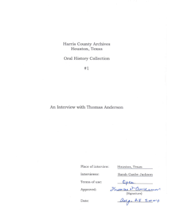 1 Oral History Collection, OH01 Harris County Archives
