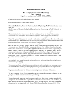 Transcript of The Changing Face of Feminist Psychology