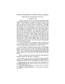 German Immigration to Dubois County, Indiana, During the