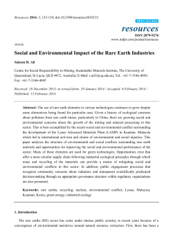 Social and Environmental Impact of the Rare Earth Industries