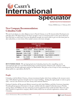 New Company Recommendation: Columbus Gold