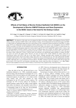 Effects of Cell Status of Bovine Oviduct Epithelial Cell