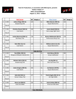 Red Corner WT Weigh In Blue Corner WT Weigh In Take