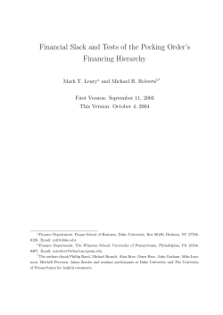 Financial Slack and Tests of the Pecking Order`s - Berkeley-Haas
