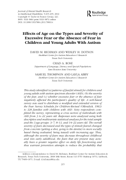Effects of Age on the Types and Severity of Excessive Fear or the