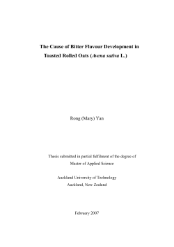 The Cause of Bitter Flavour Development in Toasted Rolled Oats