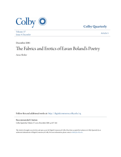 The Fabrics and Erotics of Eavan Boland`s Poetry
