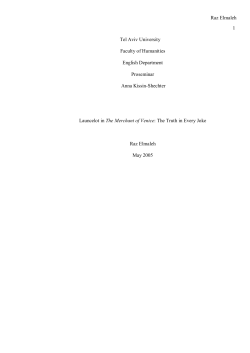 Raz Elmaleh 1 Tel Aviv University Faculty of Humanities English