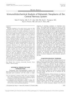 Immunohistochemical Analysis of Metastatic Neoplasms of the