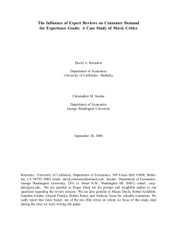 The Influence of Expert Reviews on Consumer Demand for