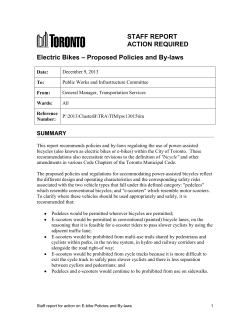 STAFF REPORT ACTION REQUIRED Electric Bikes
