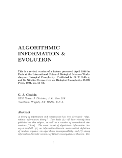 Algorithmic information and evolution
