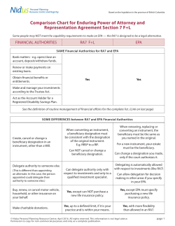 Comparison Chart for Enduring Power of Attorney and