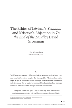 The Ethics of L&eacute;vinas`s Temimut and Kristeva`s Abjection in To the