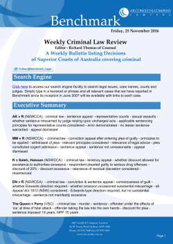 Benchmark Publication - Weekly Criminal Law Review