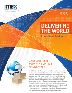 DELIVERING THE WORLD - IMEX Global Solutions