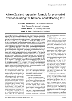 A New Zealand regression formula for premorbid estimation using