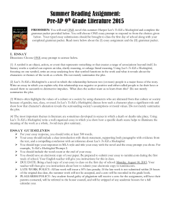 Summer Reading Assignment: Pre