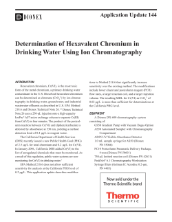 Determination of Hexavalent Chromium in Drinking Water Using Ion
