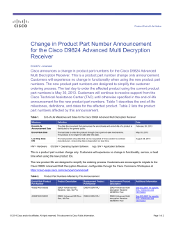 Change in Product Part Number Announcement for the Cisco D9824