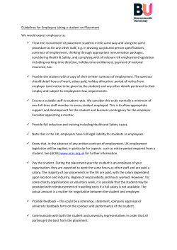 Guidelines for Employers taking a student on Placement We would