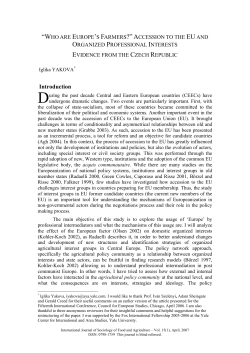 Introduction - International Journal of Sociology of Agriculture and