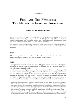 Peri- and Neo-Natology: The Matter of Limiting Treatment