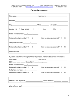 Inital Intake Form - Transcend Nutrition Counseling