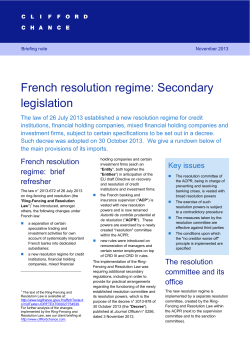 French resolution regime: Secondary legislation