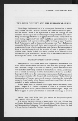 THE JESUS OF PIETY AND THE HISTORICAL JESUS