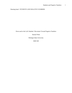 STUDENTS AND NEGATIVE NUMBERS Down and to the Left