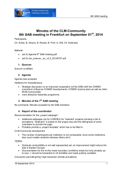 Minutes of the CLM-Community 8th SAB meeting in Frankfurt on