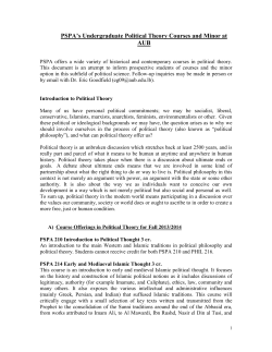 PSPA`s Undergraduate Political Theory Courses and Minor at AUB