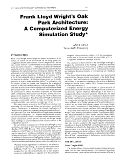 Frank Lloyd Wright`s Oak Park Architecture: A Computerized Energy