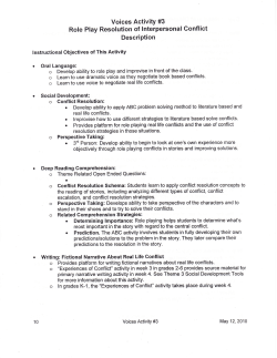 Role Play Resolution of lnterpersonal Conflict