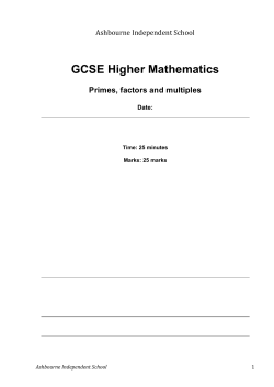 Primes, factors and multiples