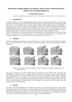 Numerical strength analysis of anterior tooth crown reconstruction