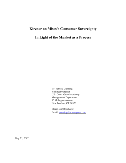 Kirzner on Mises`s Consumer Sovereignty In Light of the
