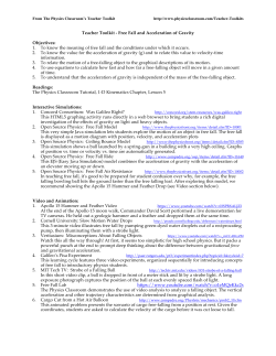 Teacher Toolkit - Free Fall and Acceleration of Gravity Objectives: 1