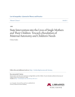 State Intervention into the Lives of Single Mothers and Their Children