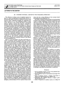 RE:&ldquo;EPIDEMIC HYSTERIA: A REVIEW OF THE PUBLISHED
