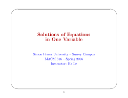 Solutions of Equations in One Variable