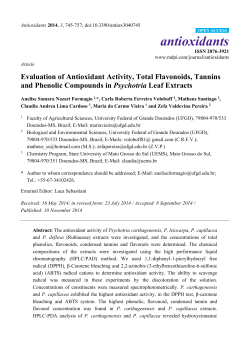 Evaluation of Antioxidant Activity, Total Flavonoids, Tannins