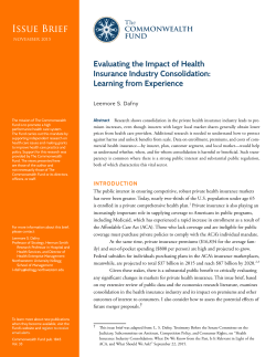 Evaluating the Impact of Health Insurance Industry Consolidation